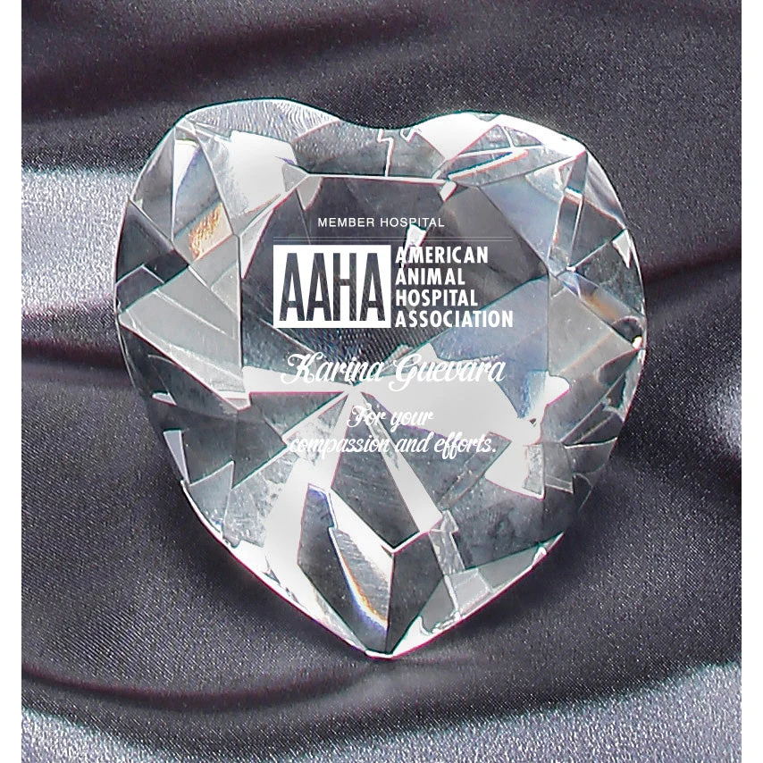 Clear Crystal Heart Paperweight 1