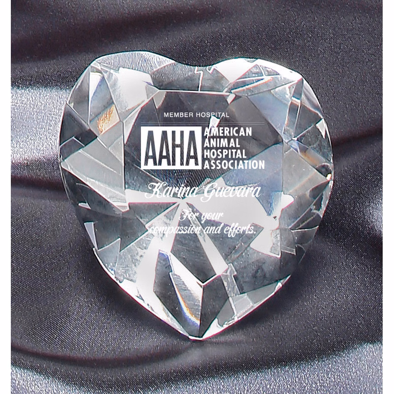 Clear Crystal Heart Paperweight
