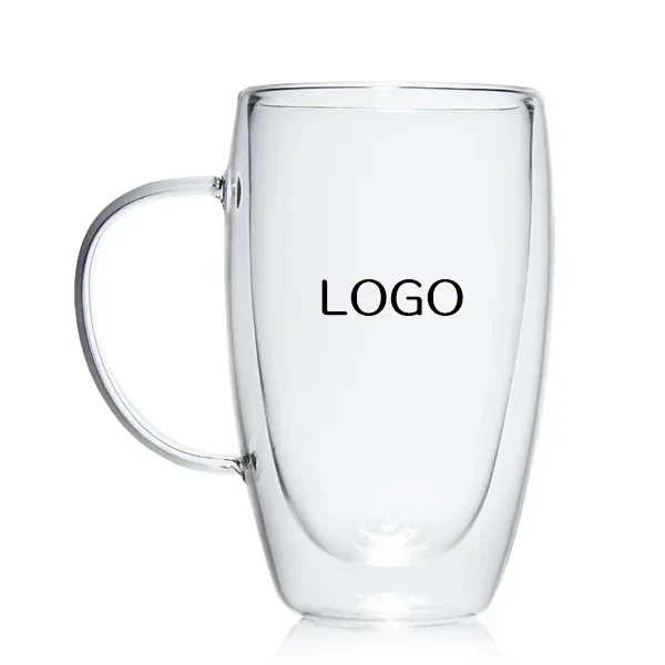 Double Walled Coffee Glass with Handle 15 oz Capacity 1