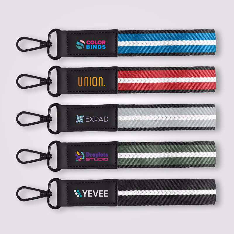 Newport rPET Woven Chevron Snap Trigger Keychain - 7.5" x 1"
