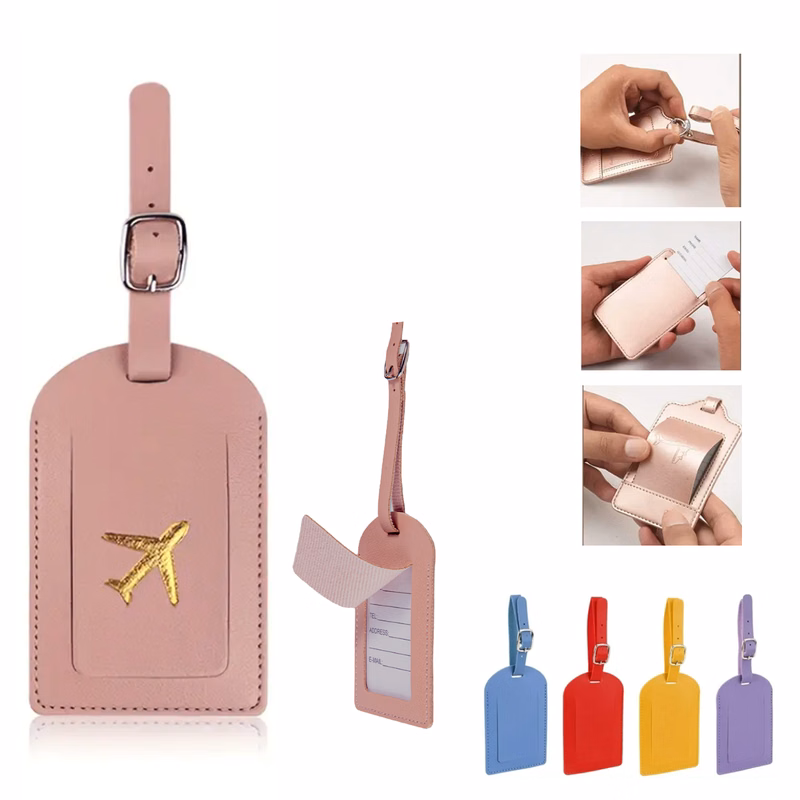 PU Leather Luggage Tag with Privacy Protection