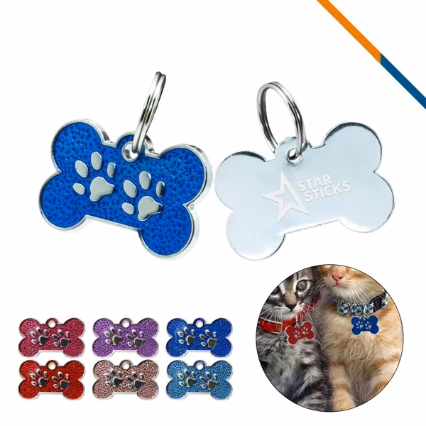 Custom Plastic Paw Shaped Pet ID Tags Beaded Necklace — Multi Pet Branding