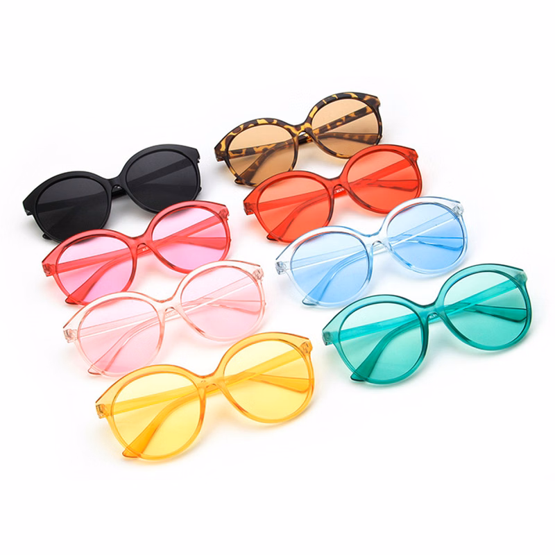 Round candy color retro sunglasses