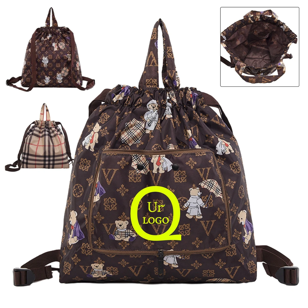 17.7" Drawstring Folding Backpack 1