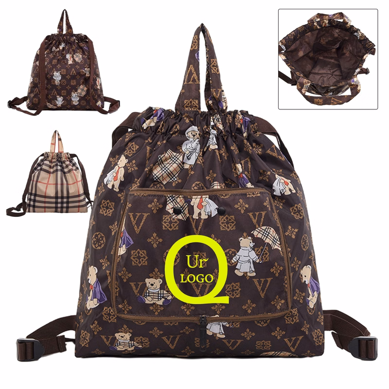 17.7" Drawstring Folding Backpack