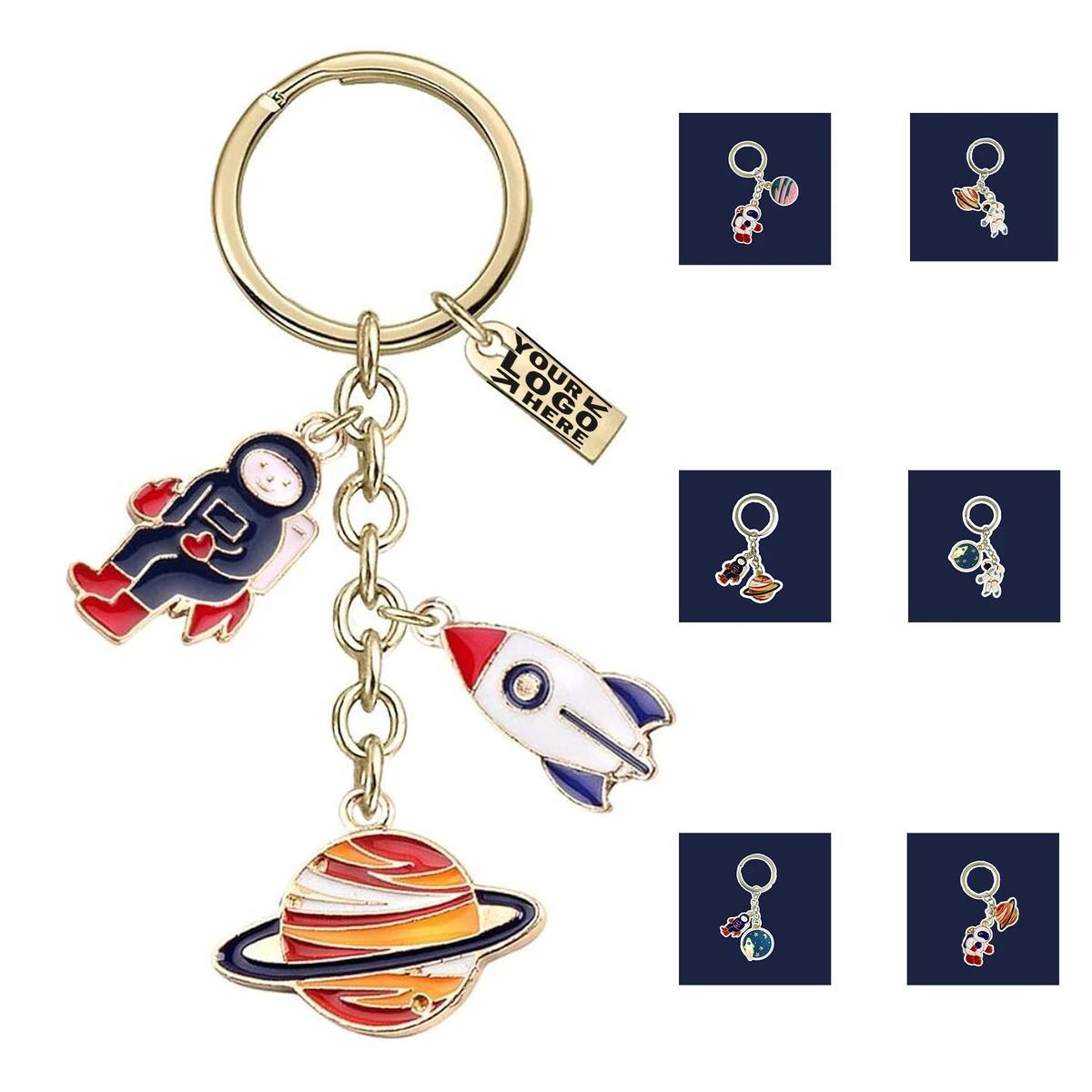 Velvet Bag Z556 Astronaut Saturn Rocket Charms Pendants Keychain 1
