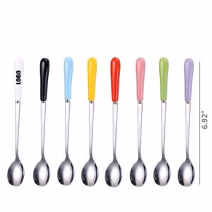 6.92 Inch Ceramic Handle Steel Spoon