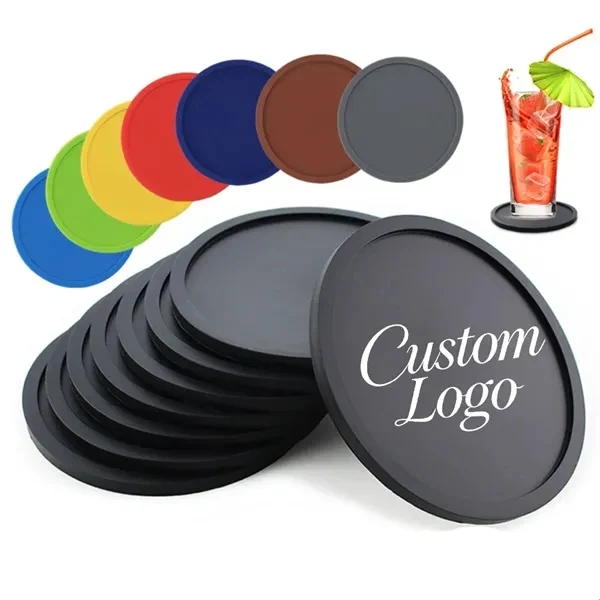 Custom 4-Inch Silicone Drink Coasters Non-Slip — Corporate Table Protection 1