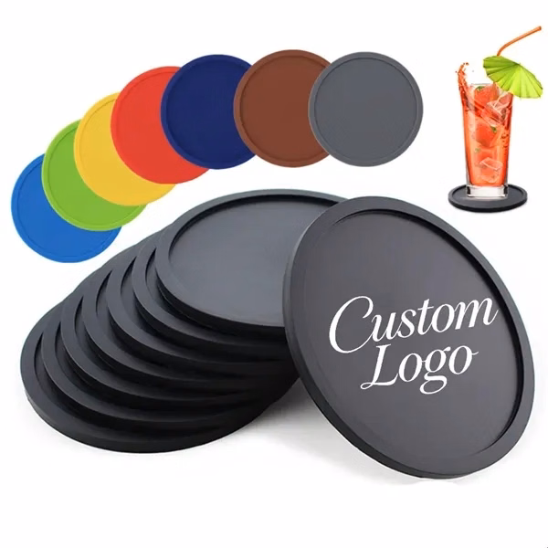 Custom 4-Inch Silicone Drink Coasters Non-Slip — Corporate Table Protection