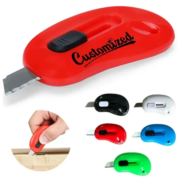 Custom Mini Retractable Utility Knife Cutter with Safety Lock — Shipping & Office Promo 1