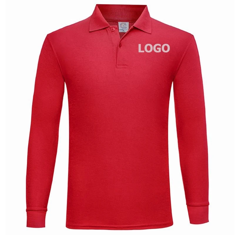 Custom Men's Long Sleeve Polo Shirts Regular-Fit Cotton 1