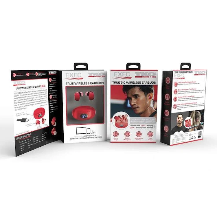 Exec Sport TWS Wireless Earbuds - Red 1