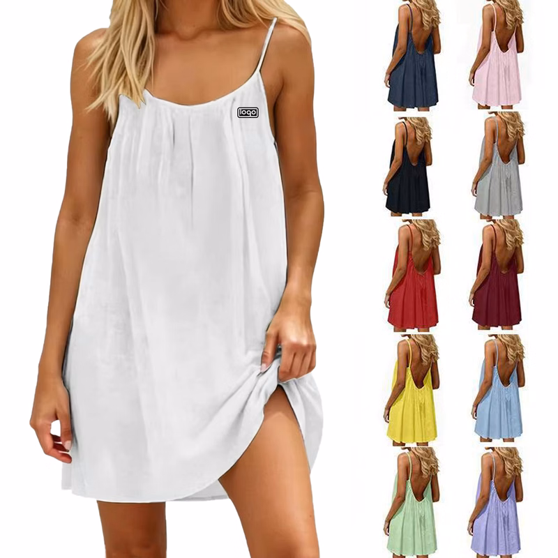 Women's Polyester Backless Strap Dress