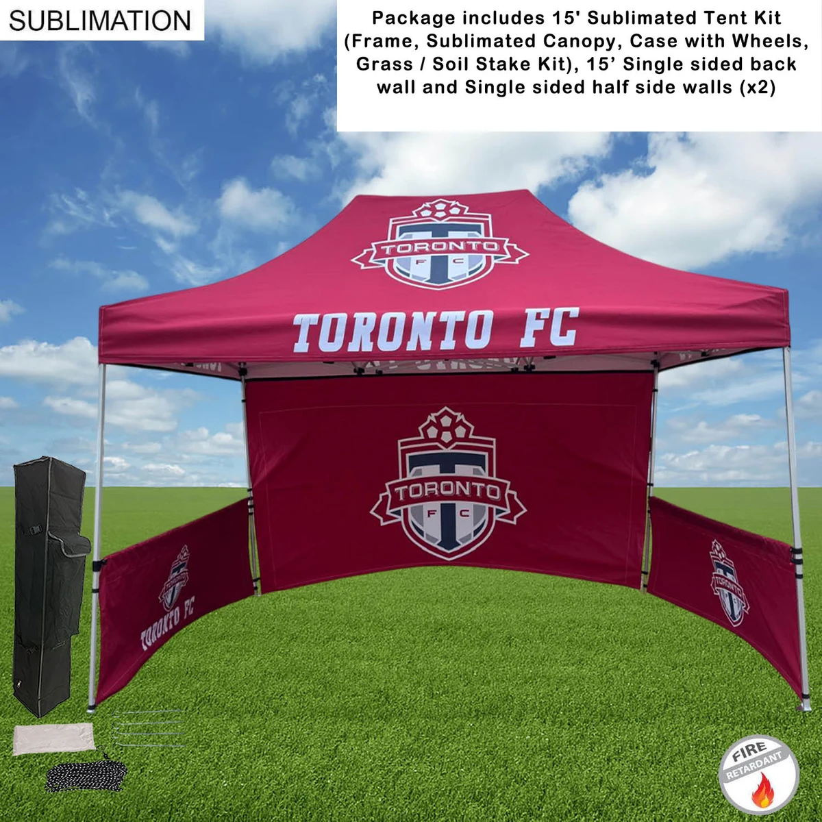 Full Tent Package, 15' Sublimated Tent kit, 15' backwall and 2 Single sided half sidewalls 1