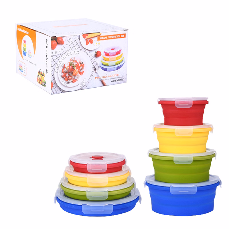 350ml Round silicone folding bowl lunch box travel picnic box