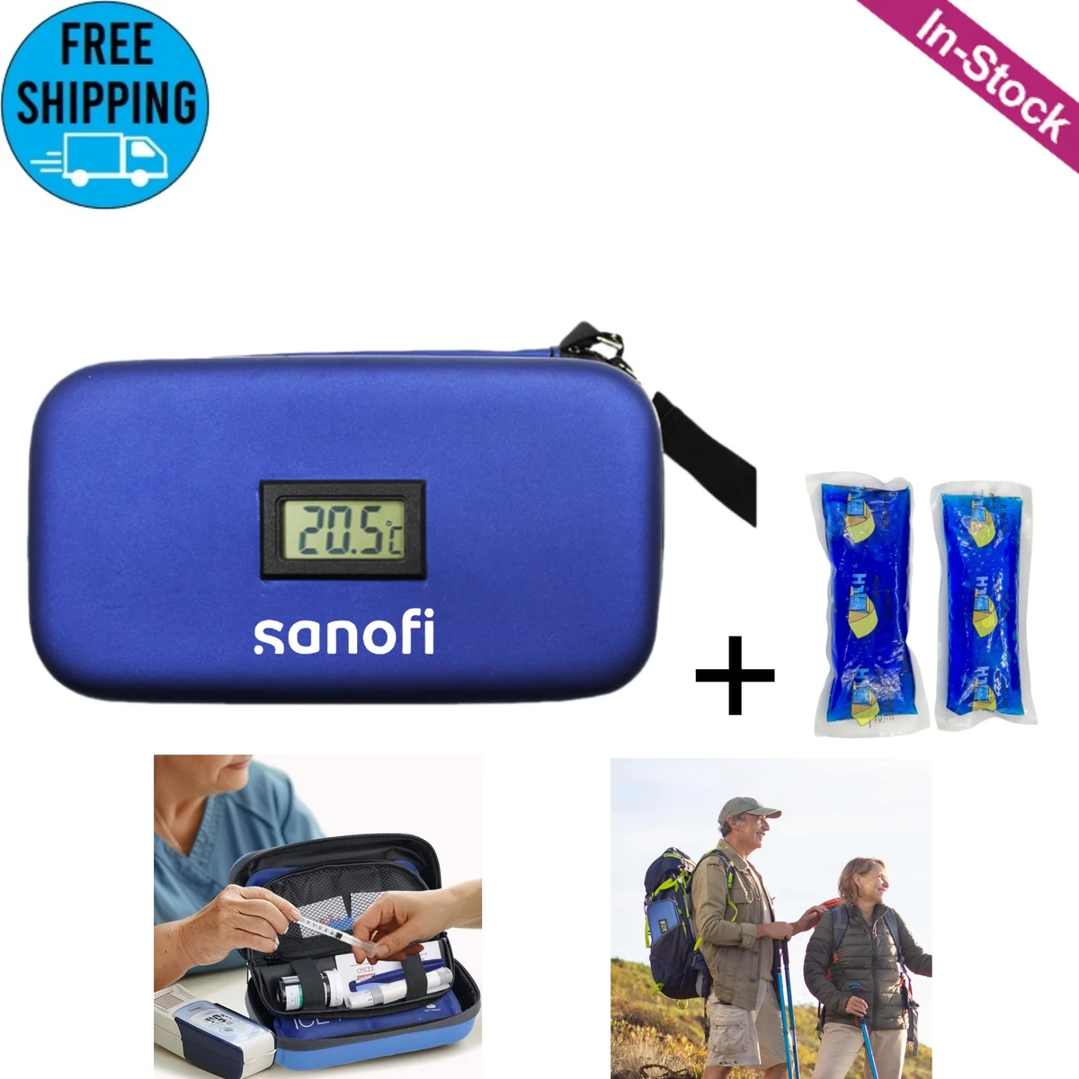 Insulin Cooler Travel Case with LCD Digital Display ( 2 Ice Packs Included) 1