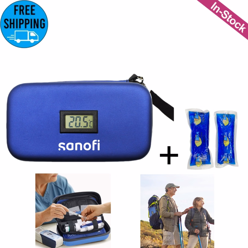 Insulin Cooler Travel Case with LCD Digital Display ( 2 Ice Packs Included)