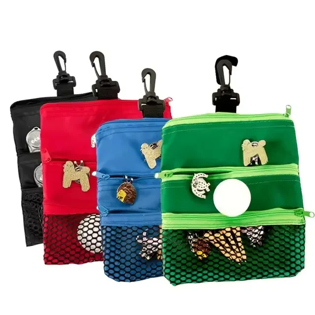 Small Golf Tee Ball Holder Pouch Bag With Clip 1