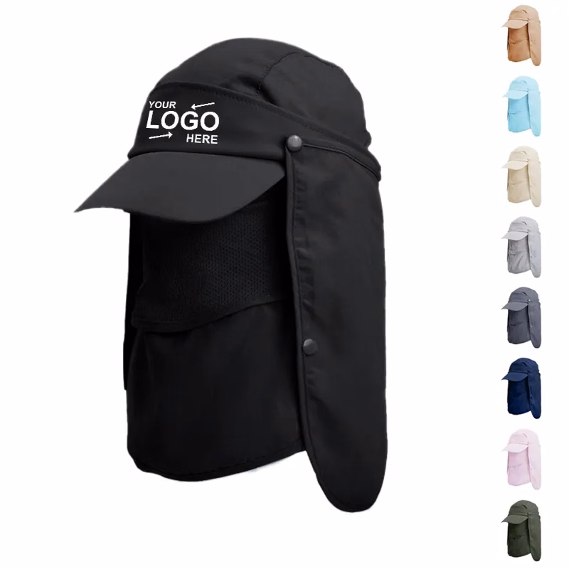 Uv Protection Bucket Hat With Face Cover & Neck Flap