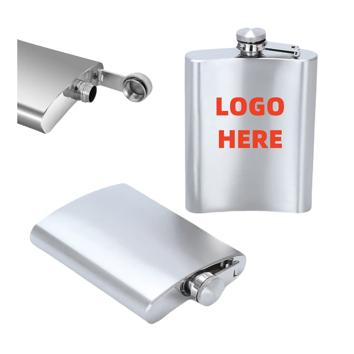 8 oz. Stainless Steel Hip Flask, custom water bottle with logo imprint 1