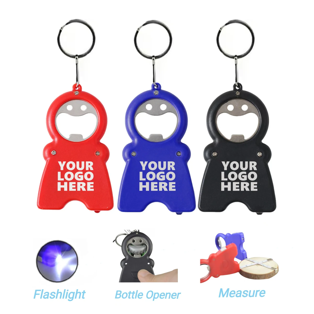 Smiling Keychain Bottle Opener With Led Light And Tape Measure 1