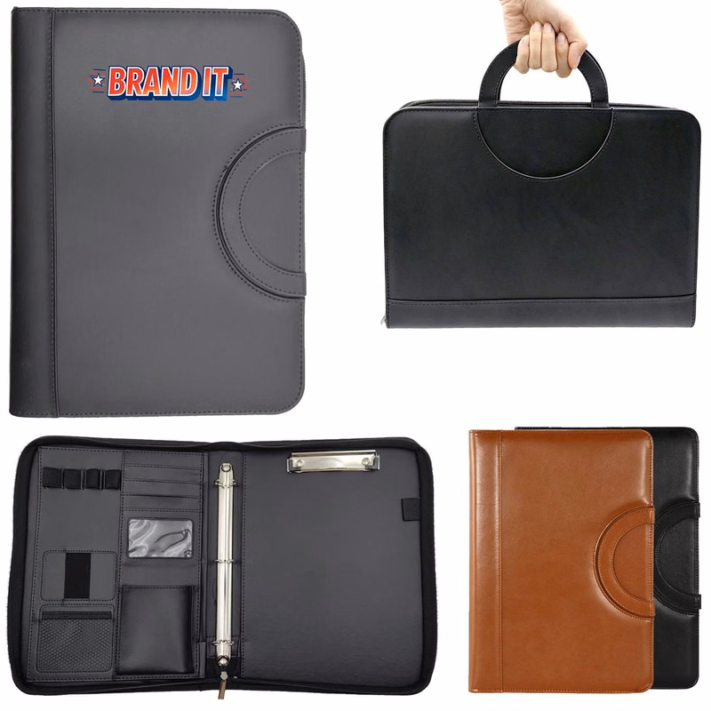 PU Leather Zipper Presidential Padfolio