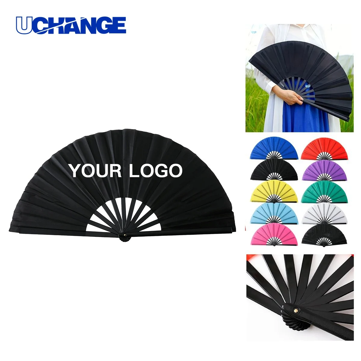 Plastic and Nylon Folding Hand Fan 1