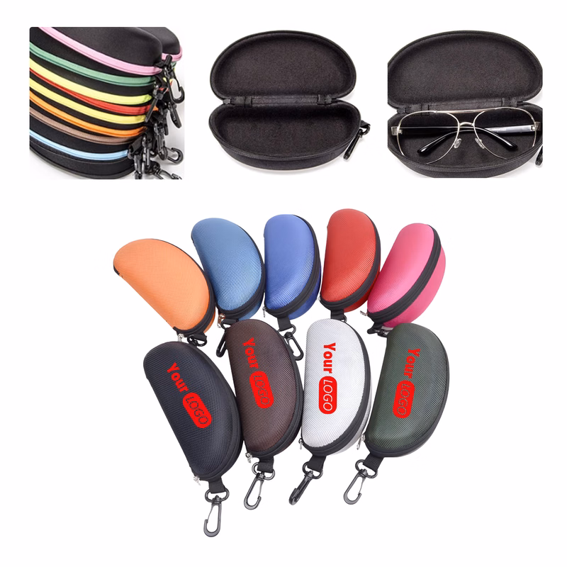 MOQ50 Custom Portable EVA Sunglasses Case Hook Zipper Closure