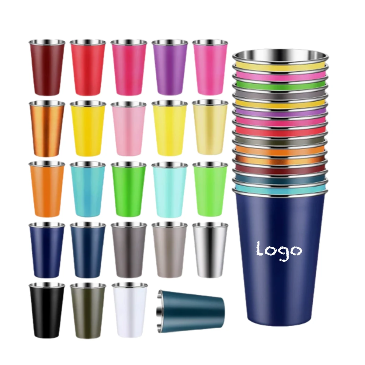 304 stainless steel cups are available with custom logos 1