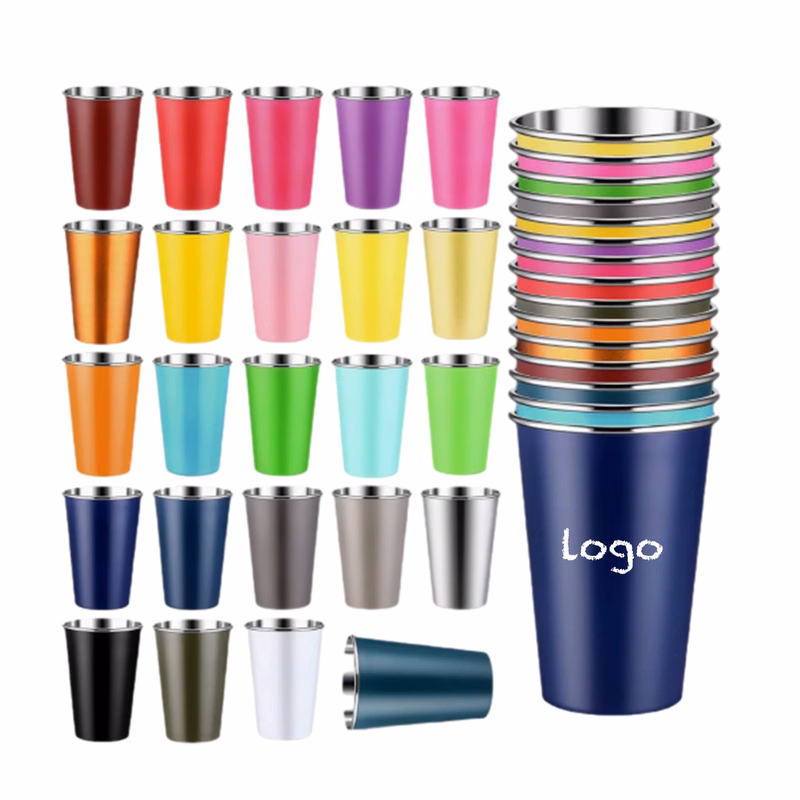 304 stainless steel cups are available with custom logos