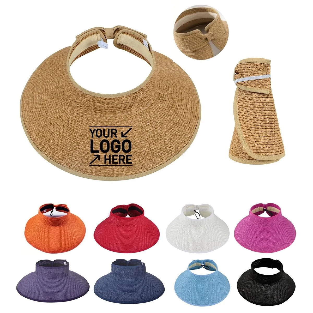 Roll-Up Straw Sun Visor Hat 1