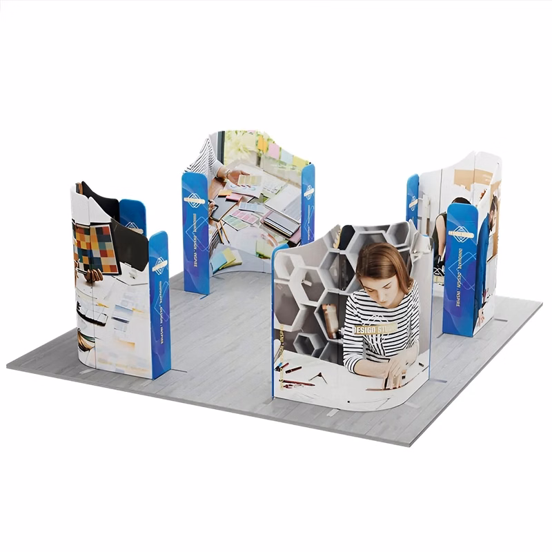20ft Magnetic Fabric Displays - 4 Curved L-Shape Sections