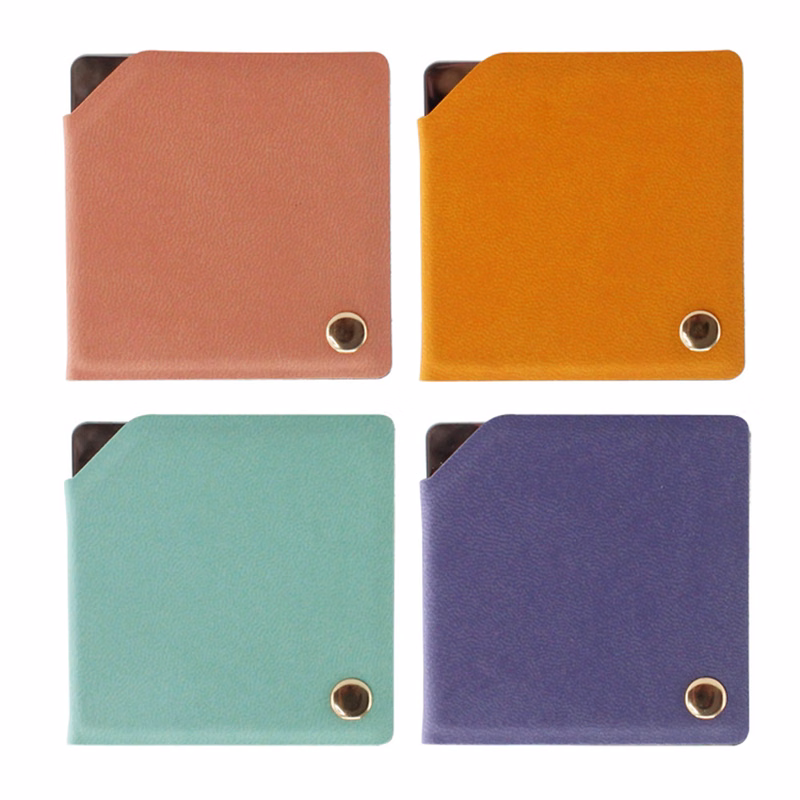 Portable stainless steel rotatable square makeup mirror