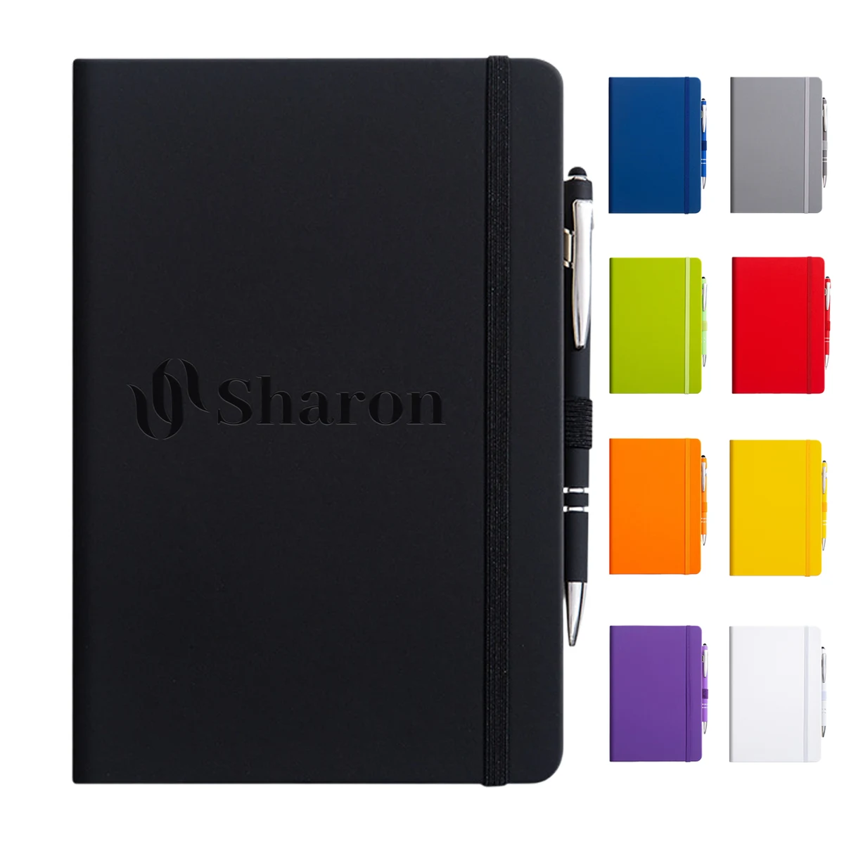 200-Page A5 PU Leather Notebook with Elastic Band and Pen 1