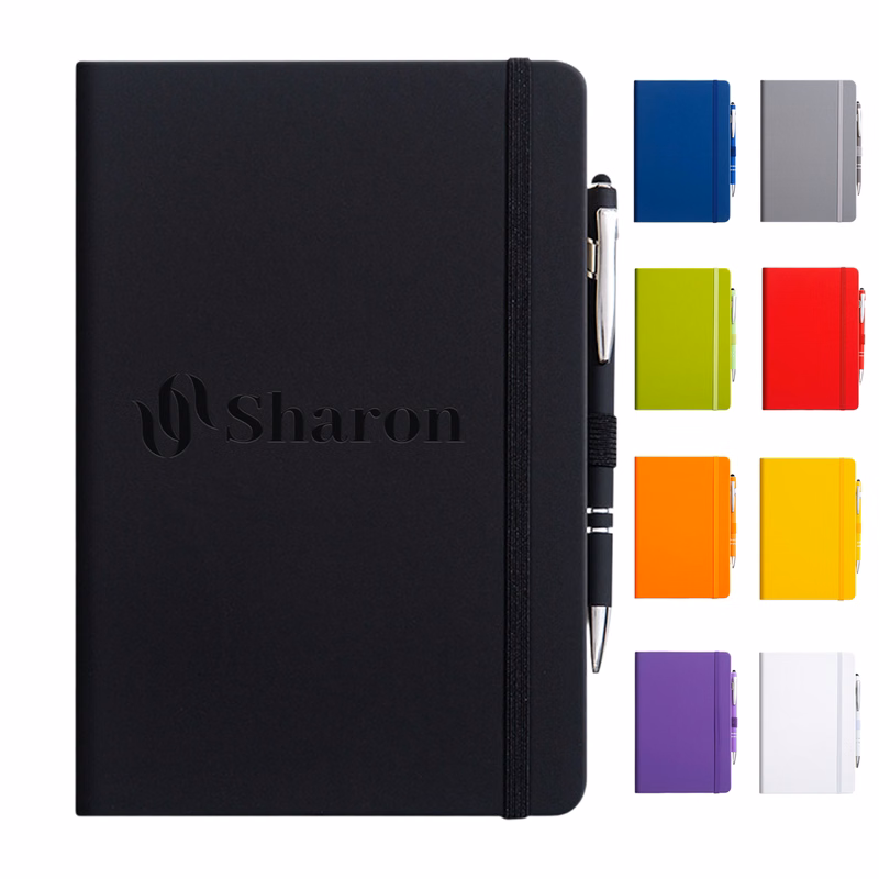 200-Page A5 PU Leather Notebook with Elastic Band and Pen