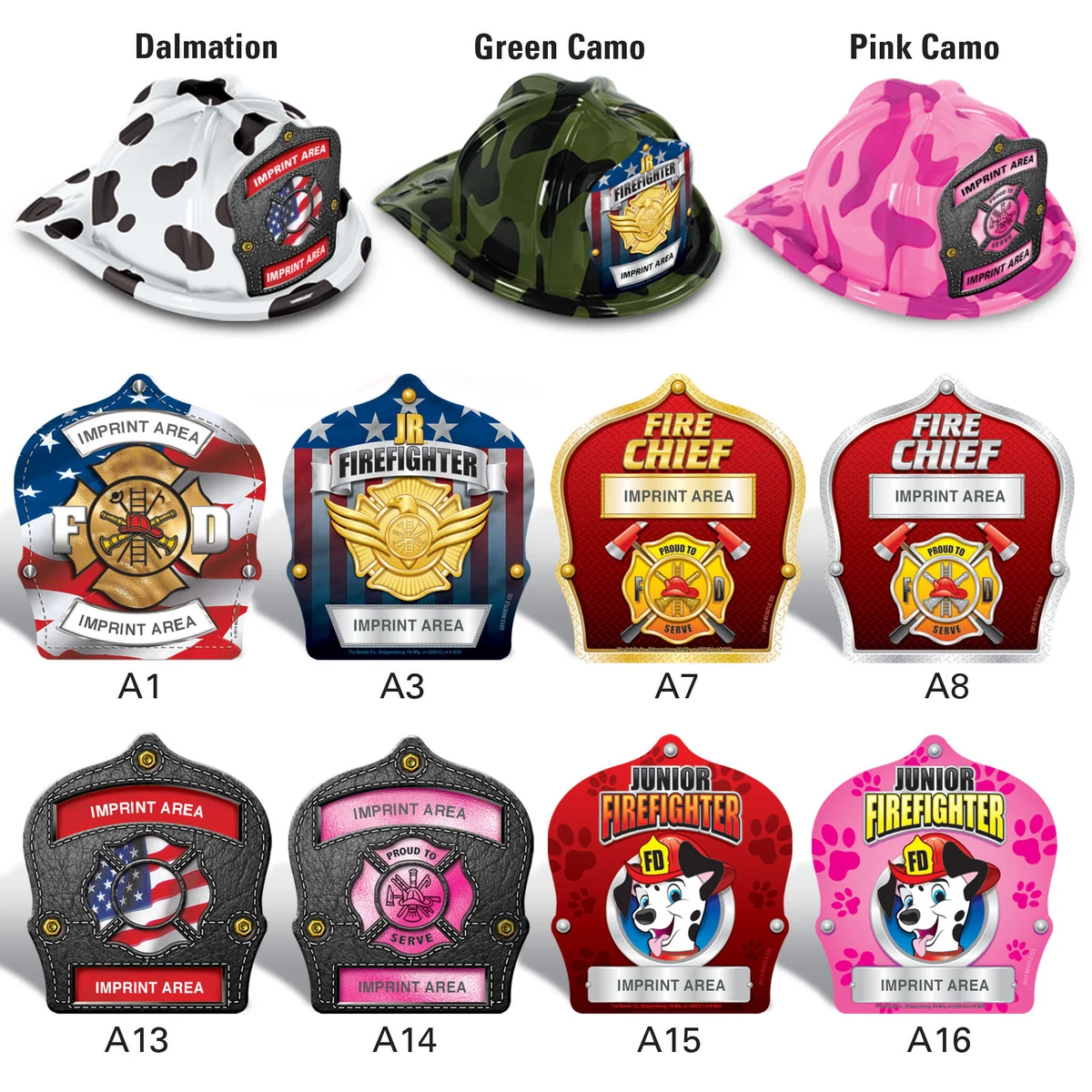 Plastic "Camo" Fire Hats w/ Custom Imprinted Paper Shields 1