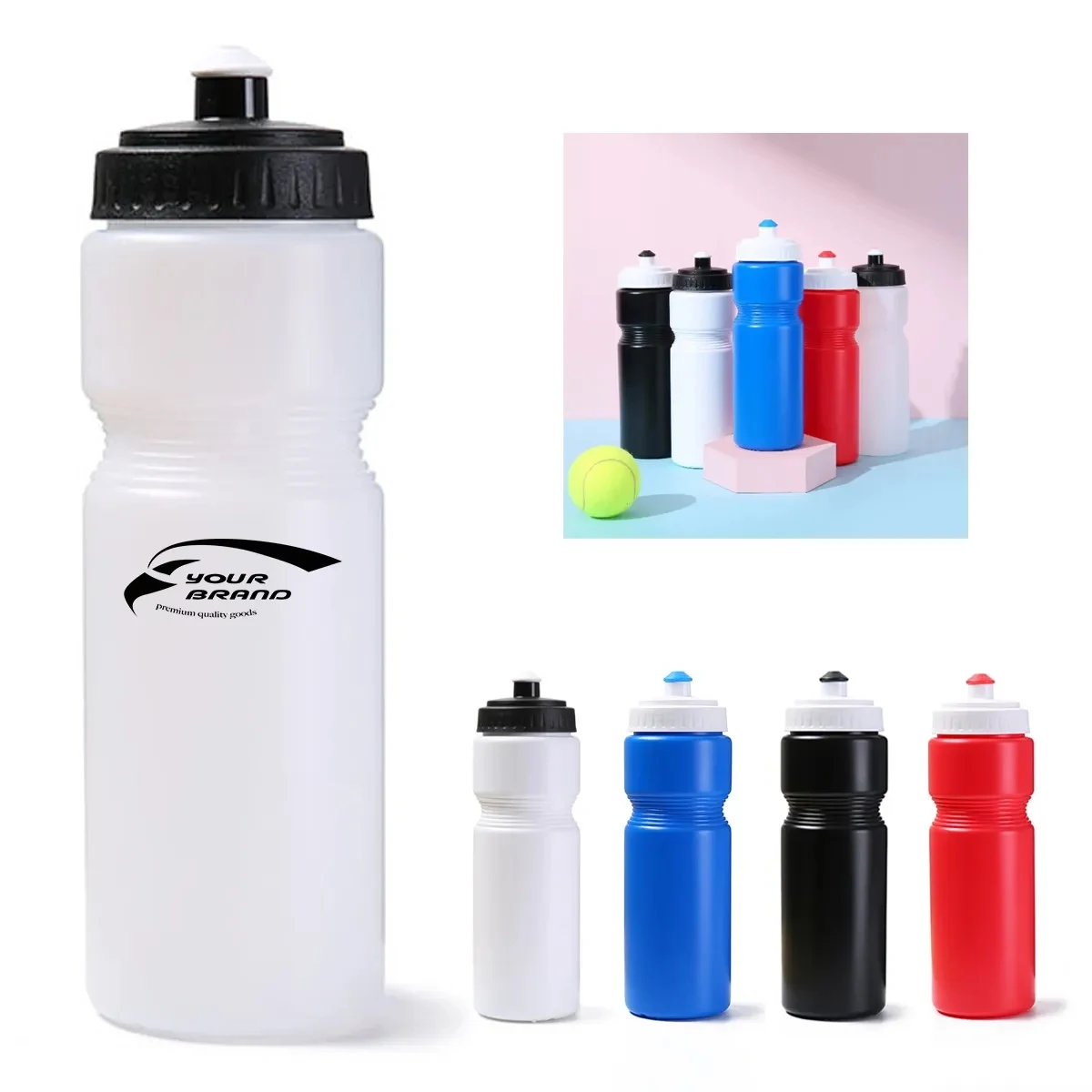 25oz. 28oz. Push Cap Plastic Outdoor Sports Water Bottles 1