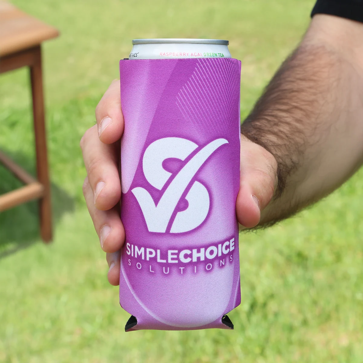 Neogreen™ Recycled can cooler 12 oz Slim, custom koozie with logo imprint 1