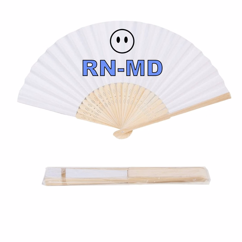 Bamboo Handle Folding Cloth Fan MOQ 50pcs