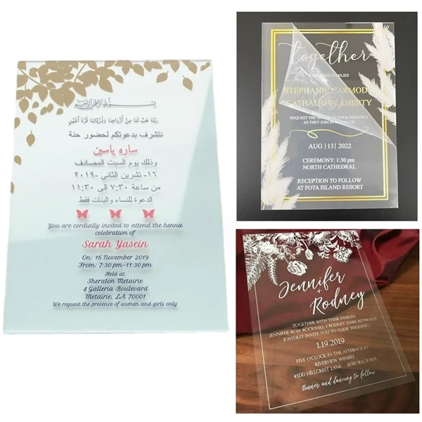 Custom Clear Acrylic UV-Printed 7x5 Invitation Card — Luxury Event Stationery 1