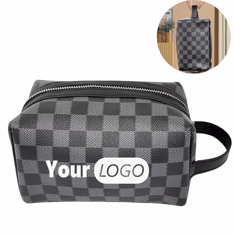 Checkered Cosmetic Bag