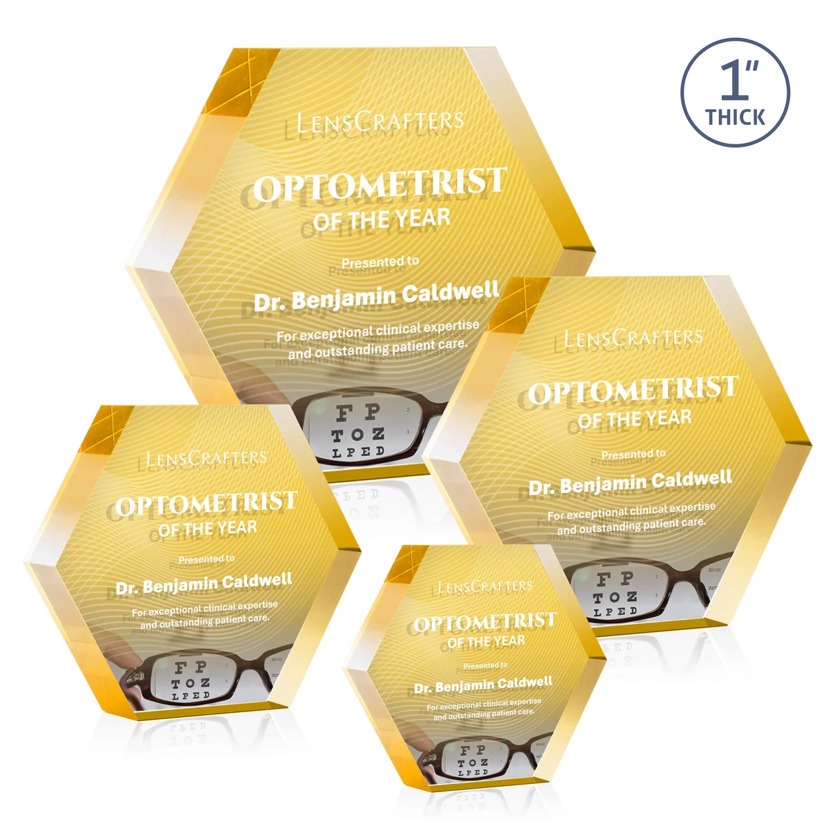 Markville Hexagon VividPrint™ Double Sided Award - Gold 1