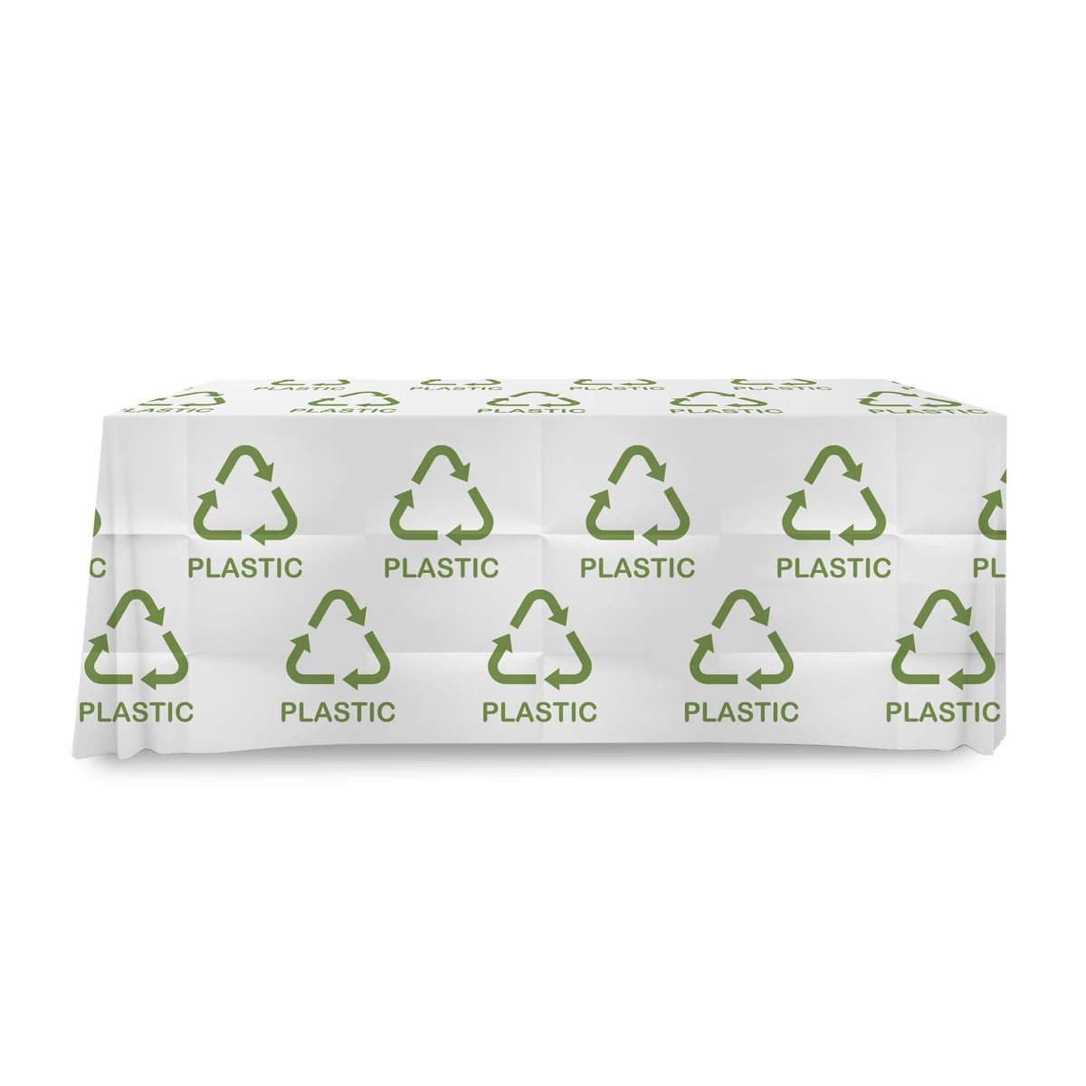 4' Flat, 3 Sided w/ 5" Back White Recyclable Plastic Step & Repeat 1 Color Table Cover 1