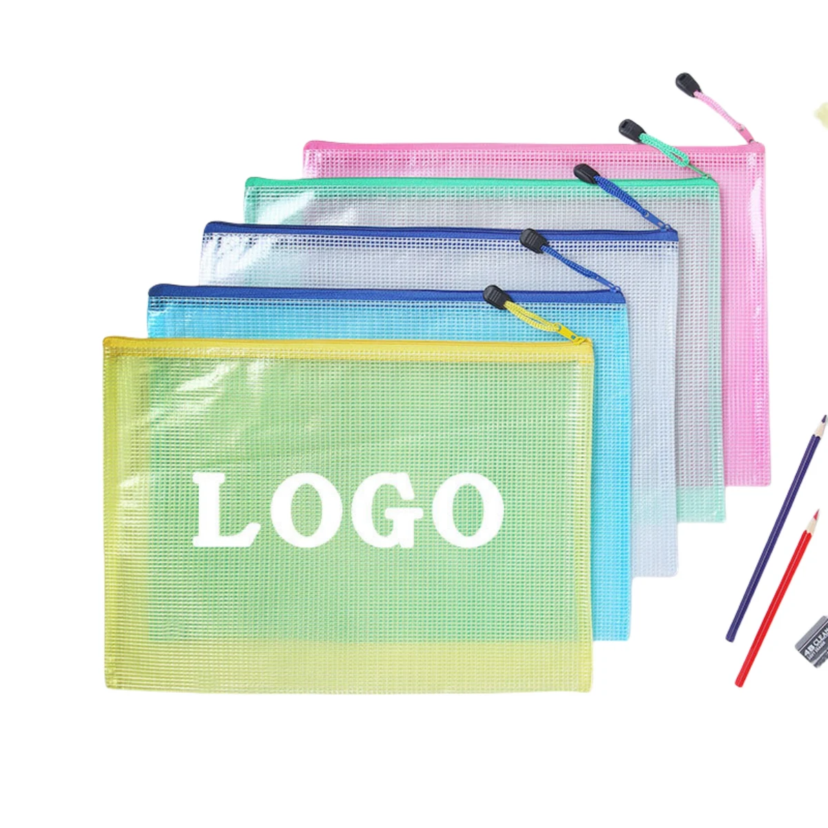A4 Letter Document File Mesh Bags with Zipper 1