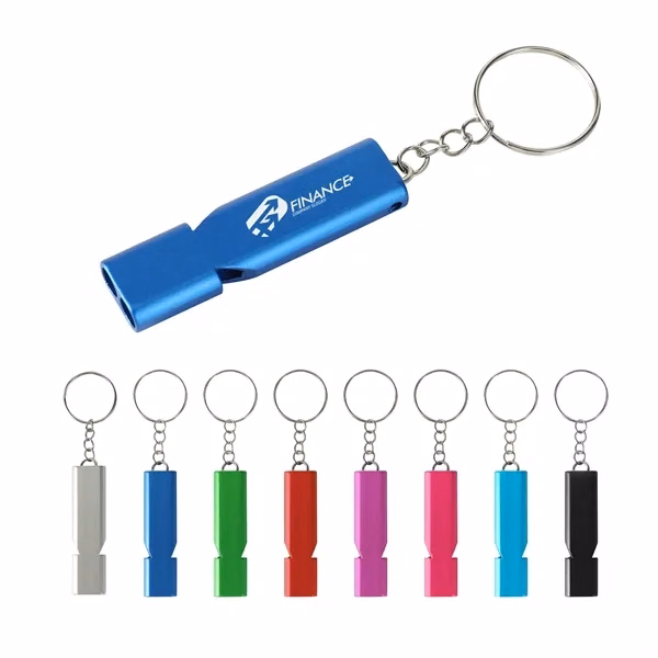 Custom Aluminum Alloy Emergency Whistle with Keychain — Trade Show Safety Giveaway