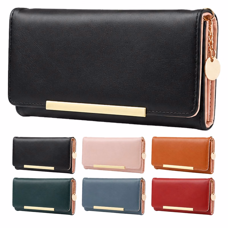 Solid-Color Women's Wallet with Roomy Storage