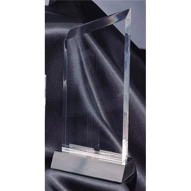 7" Wedge Crystal Clear Acrylic Award w/ Black Base 1