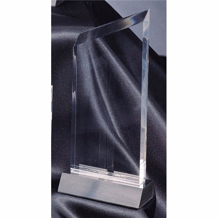 7" Wedge Crystal Clear Acrylic Award w/ Black Base