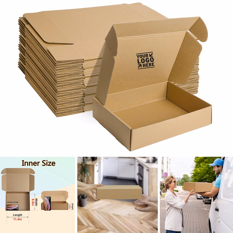 Small Recyclable 12x9x3 Inches Shipping Literature Packing Corrugated Cardboard Box