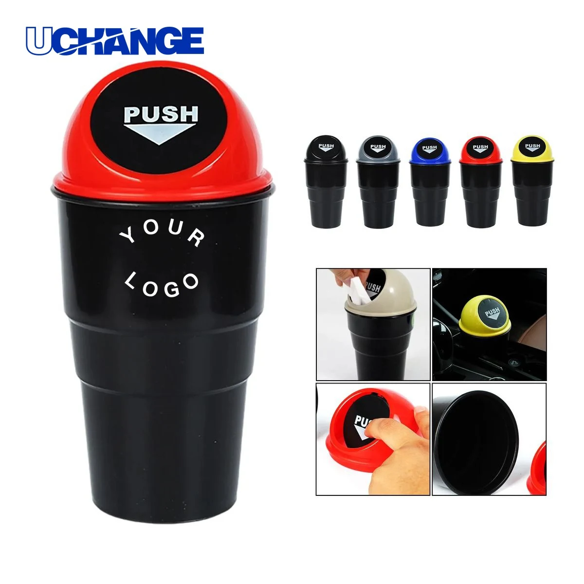 Compact Car Trash Bin with Push Lid for Vehicle Use 1